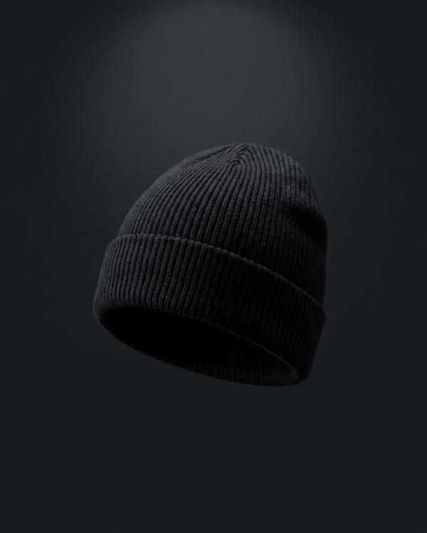 Crown Strap Beanie — Black